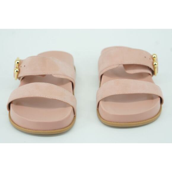 Stuart Weitzman Joni Buckle Slide Pink Leather Sandals Size 6.5 New Flat $395 - Picture 6 of 10